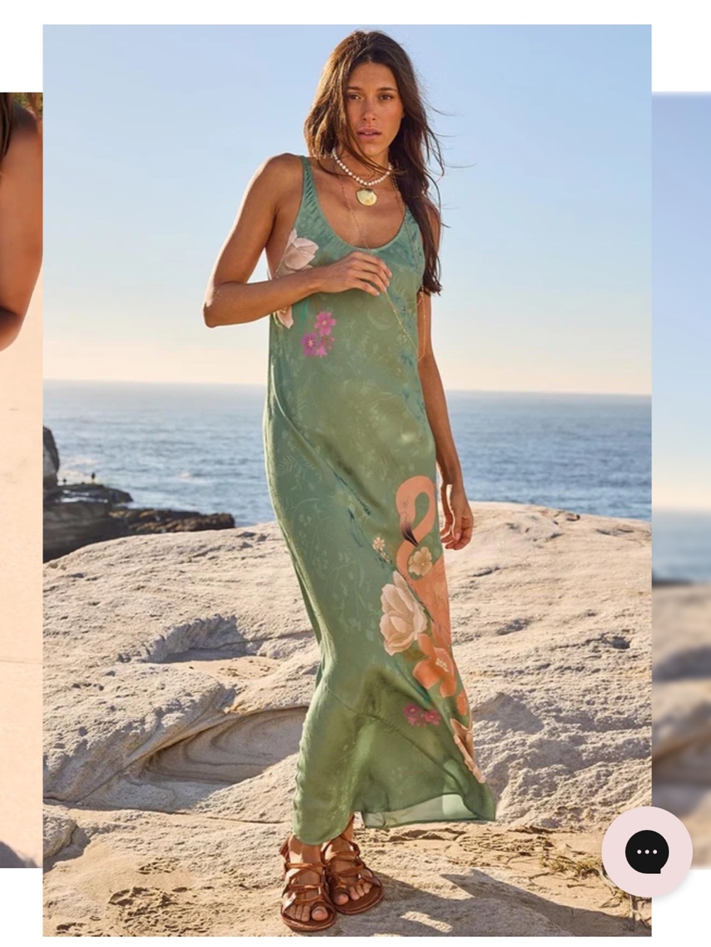 SPELL 3XL (XL)Green Floral Slip Maxi Dress - Women Swim